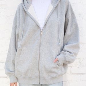 brandy melville oversized gray christy zip up hoodie NWOT
